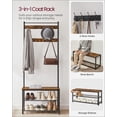 thumbnail image 2 of Coat Rack, Hall Tree with Shoe Storage Bench, Entryway Bench with Shoe Storage, 3-in-1, Steel Frame, for Entryway, 12.6 x 27.6 x 68.9 Inches, Industrial, Rustic Brown and Black, 2 of 8