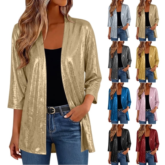 BUIGTTKLOP Lighweight Cardigans for Women 3/4 Length Sleeve Open Front Cardigans Loose Casual Outwear Fall Clothes 2026