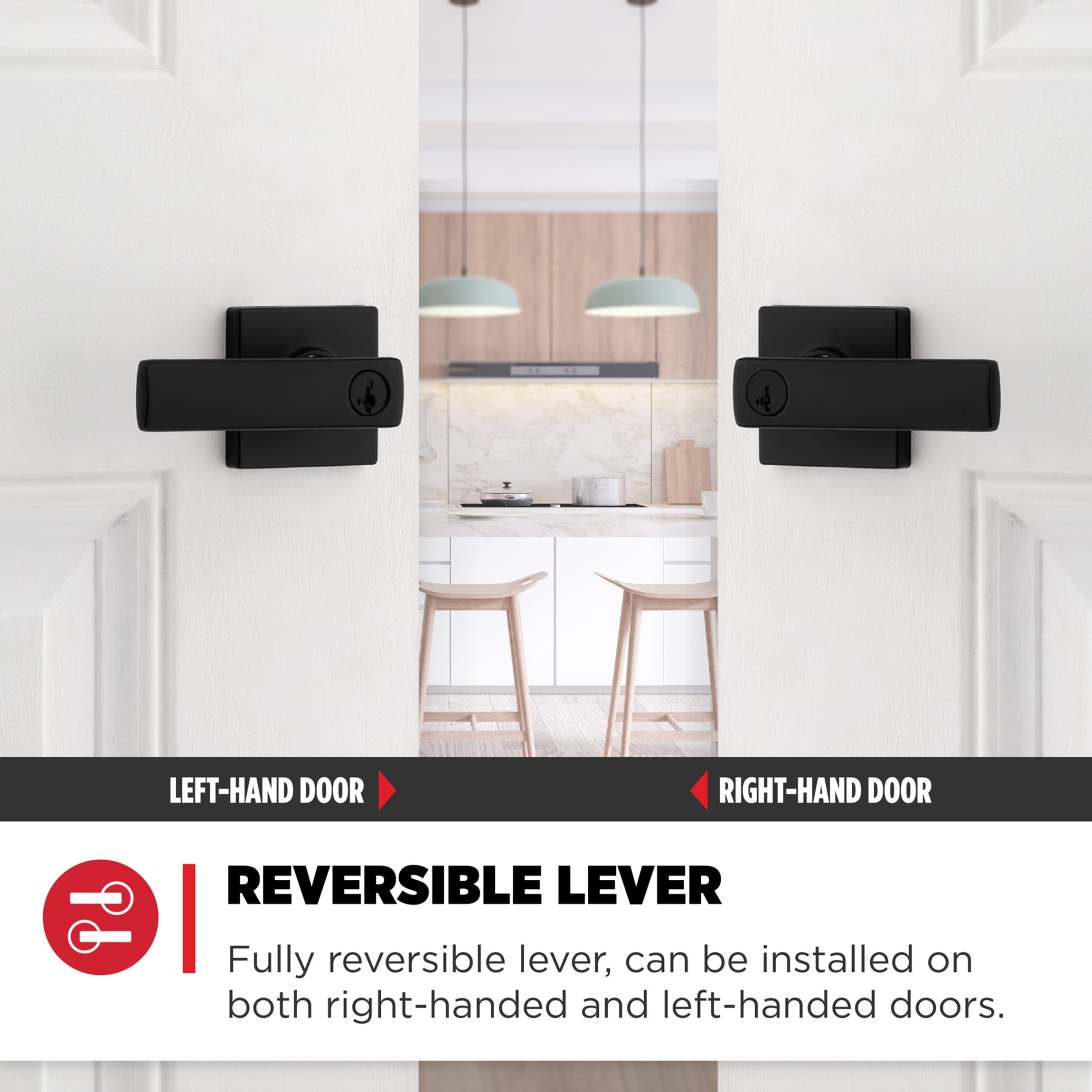 Kwikset Breton Square Keyed Entry Lever Doorknob with Smartkey Matte Black