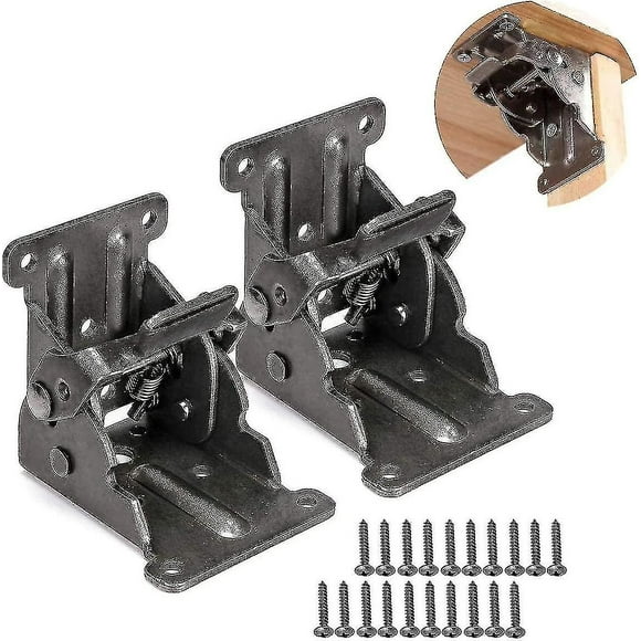 2pcs Self-locking Hinges, Folding Bracket Leg Fittings, Corner Brace For Folding Legs Folding Workbench, With 20pcs Screws