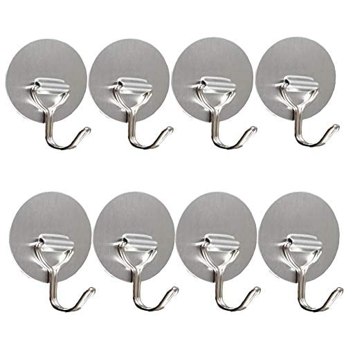 Adhesive Hooks Round 5 Pack Self Adhesive Hooks Heavy Duty Adhesive Hooks KoHuiJoo Removable Adhesive Wall Hooks Stainless Steel Hooks for Hanging Home Office Towel Kitchen Bathroom and Bags
