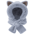 thumbnail image 5 of Tumao Scarf Hat with Fox Ears, Hooded Warm Scarf Fluffy Soft Bear Warmer Neck, Winter Cozy Gifts, 5 of 6