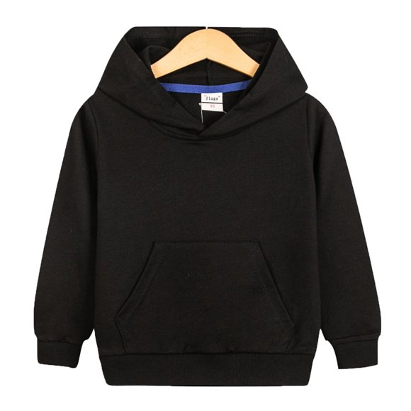 Milgrthf Toddler Baby Boys Girls Hoodies Long Sleeve Active Sweatshirts Casual Sports Kangaroo Pocket Pullover Top Fall Winter Clothes Black 11-12Years