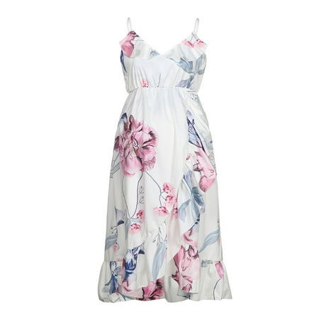

Baycosin Maternity Dress Womens Mother Casual Floral Falbala Pregnant Dress For Maternity Clothes