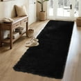 thumbnail image 1 of HOMERRY Plush Polyester Shag Area Rug 2'x 8' Fluffy Runner Rug Plush Decorative Runner Rug for Indoor Home Floor Carpet, Black, 1 of 2