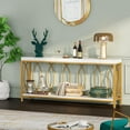 Tribesigns Extra Long White Gold Entry Decorative Console Table, 2Tier