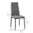 thumbnail image 3 of HOMCOM Ensemble de 4 Chaises de Salle à Manger, Chaises d'Appoint Rembourrées en Tissu de Lin, Gris, 3 of 10