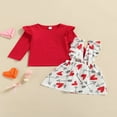 thumbnail image 3 of POINTERTECK Toddler Baby Clothes Outfit Long Sleeve Solid Color Ruffle Tops Suspender Skirt Valentine‘s Day Set, 3 of 9