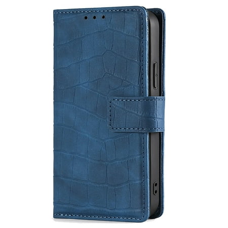 ZOLOHONI Motorola Moto G4/G4 Plus Case 5.5-Inch,Crocodile Skin Pattern Leather Magnetic Kickstand RFID Blocking Flip Slot Card Wallet Case&Cover,Blue