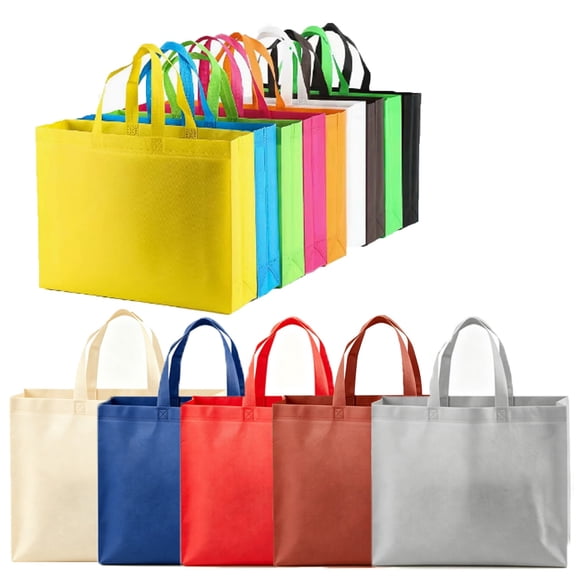 14Pcs 15.7" Large Rainbow Non Woven Tote Bags, Reusable Foldable Grocery Shopping Carry Bags
