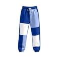 thumbnail image 4 of Inleife Women's Color Block Patchwork Jogger Sweatpants, High Waist Drawstring Cuffed Ankle Casual Long Pants with Side Pockets for Winter, 4 of 6