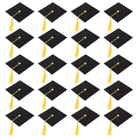 Graduation Party Supplies Creative Black Doctoral Hat Cupcake Toppers with Tassel for Decoration