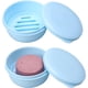 thumbnail image 1 of Contenedor de jabón de viaje de plástico, 2 unidades, estuche portátil para jabón para barra de champú, soporte redondo para jabón con tapa a prueba de fugas para baño, ducha, gimnasio (azul), 1 of 3