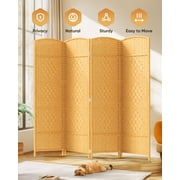 Jostyle 6ft Tall Room Divider with Hand-Woven Design, 4-Panel Folding Privacy Screen Freestanding Nature