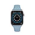 thumbnail image 4 of Bands Compatible with Apple Watch Band 38mm 40mm 41mm, Argyle Engraved Genuine Leather Wristband Starp for iWatch SE SE2 Series 9 8 7 6 5 4 3 2 1 Women Men,Blue, 4 of 9