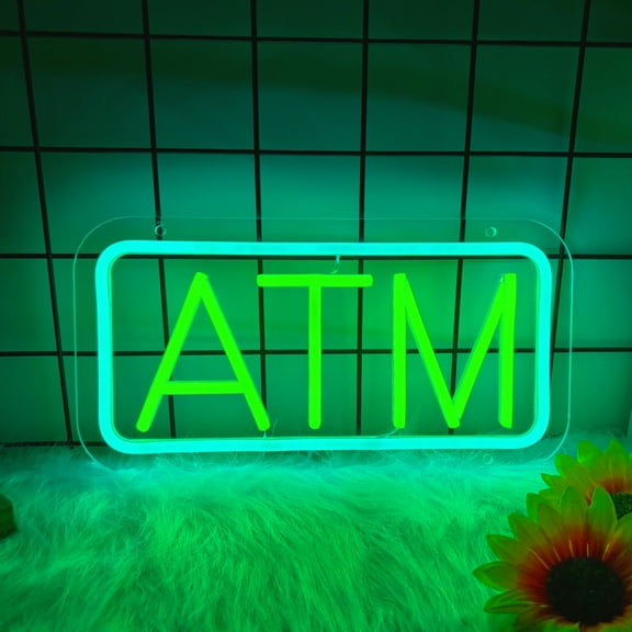 ATM Neon Sign, ATM Led Signs for Wall Decor, Dimmable Neon Light Sign for Bank, Bedroom, Game Room, Kids Room, Bar Decoration, Dimmable USB Powered Light Up Signs for Party Decor