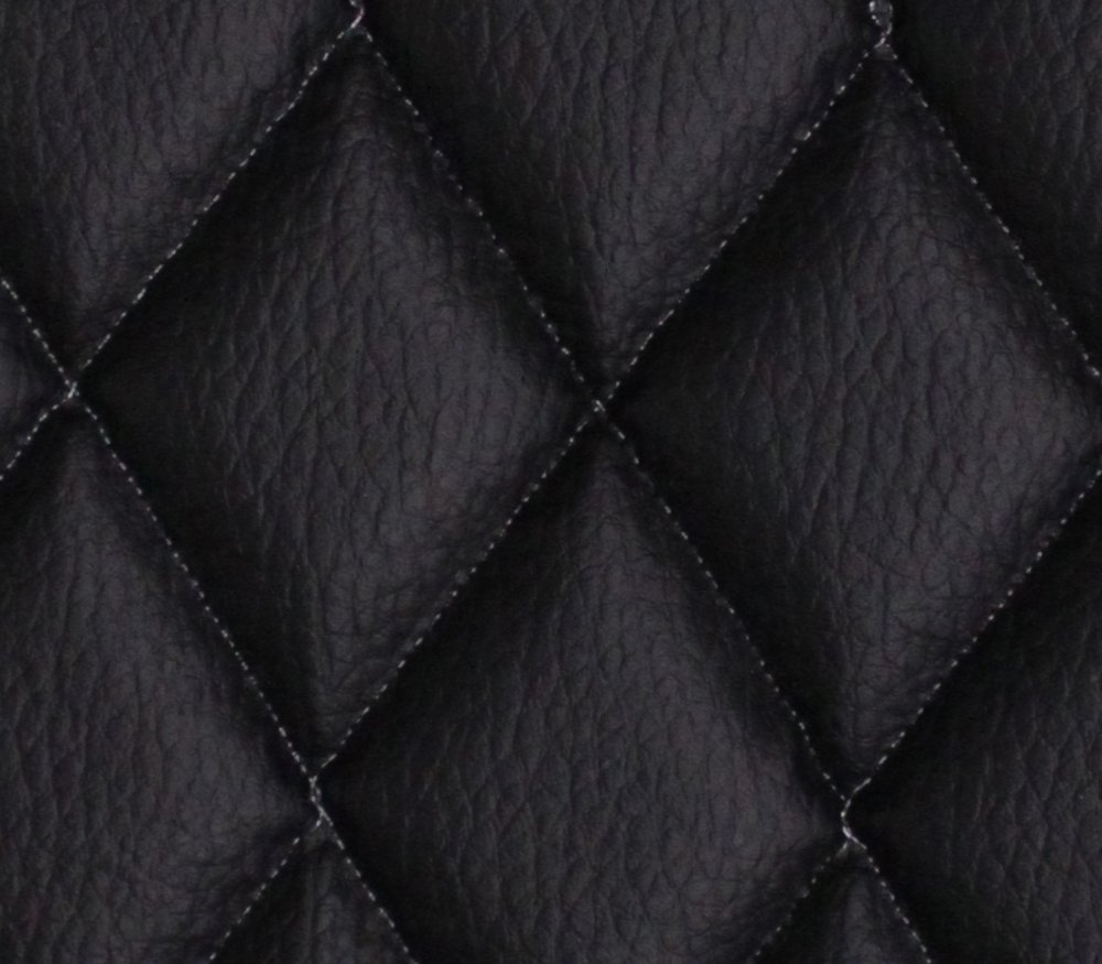 Quilted Vinyl Padded Upholstery Fabric w 3/8" Foam Backing Pebble Grain 2"x3" Diamond /52" Wide/Continuous Yard/ Jet Ski Seat, Cab Interior, Auto Detailing, Marine Grade Motorcycle Seat Cover (Black)