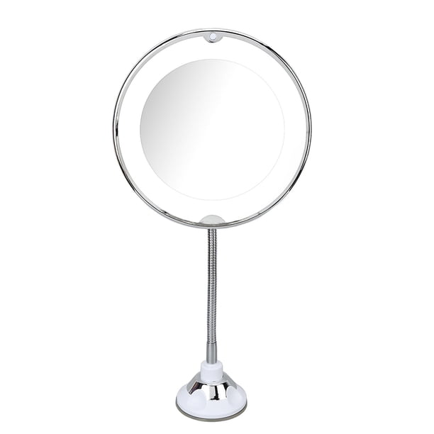 8 Inch Suction Cup Makeup Mirror 10x Magnification with LED White Light, 10x Magnifying Suction Cup Cosmetic Mirror for Makeup