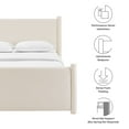 thumbnail image 3 of Platform Bed Frame, Queen, Ivory White, Velvet, Hotel Bedroom, Modern Contemporary, HB38145, 3 of 7