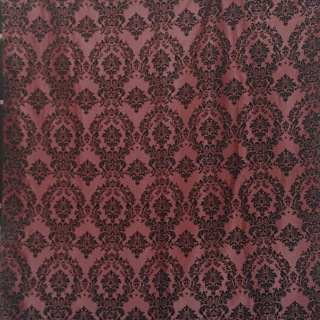 Polyester Taffeta with Velvet Flocked Damask Fabric 58 Wide by 360 (10-Yards) for Arts Crafts & Sewing