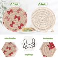 thumbnail image 3 of 6 Pcs Drink Coasters with Holder 3.94in Woven Coasters for Drinks Cute Red Bows Pattern Coaster Set for Protection Table, 3 of 7