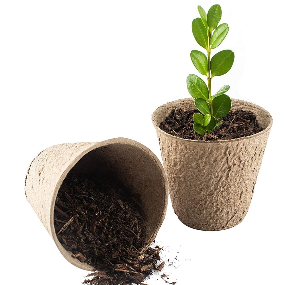 3 inches Biodegradable Seedling Peat Pots 100 Pack, Peat Pots for Plants Seed Starter, Indoor Planting Cups for Seedlings with 100 Pack Plant Markers