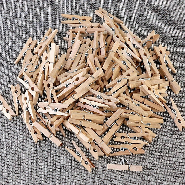 Mini Clothespins, Mini Clothes Pins for Photo Natural Wooden Small Picture  Clips for Crafts 1 Inch 100 PCS Tiny Pegs Decorative Wood Clips for Wall