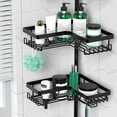 thumbnail image 3 of Corner Shower Caddy Tension Pole - 4 Tier Stainless Steel Rustproof for Bathtub Bathroom Organizer Shelves Adjustable 25-114.2 Inch Black, 3 of 4