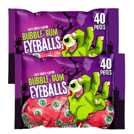 Scary Eyeballs Flavor Candy 40 Counts Each Bag Individually Wrapped Snacks Party Favors Trick or Treats Goody Bags Filler for Birthday Halloween Thanksgiving Goodies – 2 Packs