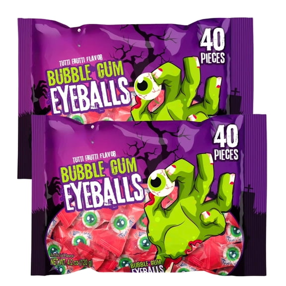 Scary Eyeballs Flavor Candy 40 Counts Each Bag Individually Wrapped Snacks Party Favors Trick or Treats Goody Bags Filler for Birthday Halloween Thanksgiving Goodies – 2 Packs