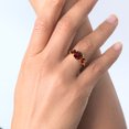 thumbnail image 5 of Gem Stone King 18K Yellow Gold Plated Silver Red Garnet 3-Stone Engagement Ring for Women | 3.60 Cttw | Gemstone Birthstone | Cushion 8MM | Three Stone Wedding Engagement Anniversary Ring | Size 8, 5 of 5