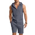 thumbnail image 2 of Ceisia Men's Sleeveless Hoodie and Shorts Set Full Zip Hooded Tank with Drawstring Shorts Dark Gray XXL Gifts for Father, 2 of 9
