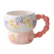 thumbnail image 5 of Taza de café de porcelana, taza de cereales, pintada a mano, dibujos animados, gran capacidad, desayuno Durazno, 5 of 9