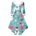 thumbnail image 5 of Christmas Dresses for Women Women's Fashion Elegant Autun And Winter Long Sleeve V-Neck Christmas Print Dress for Holiday Party,Turquoise,XL, 5 of 5