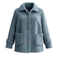 thumbnail image 5 of Zedker Women's Plus Size Fleece Jacket Women Cozy Warm Bed Jackets Fuzzy Button Up Sleepwear Long Sleeve Winter Coat Blue XXL, 5 of 7