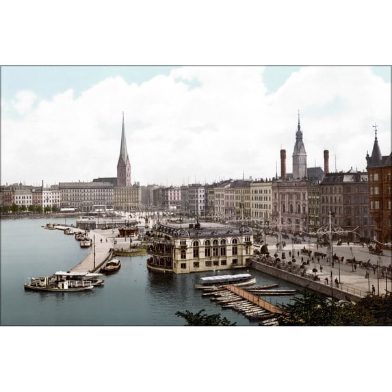 24"x36" Gallery Poster, Old view of Hamburg, between 1900 and 1914