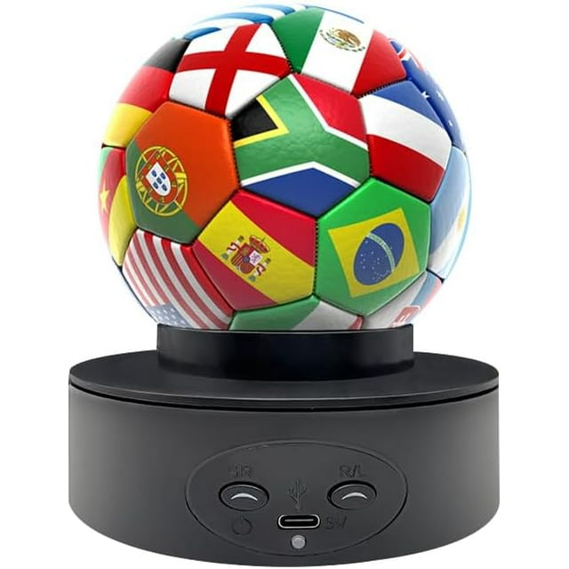 360 Degrees Intelligent Electronic Rotating Display Turntable for Resin Soccer Collectibles, Football ( Black-5.12inch)