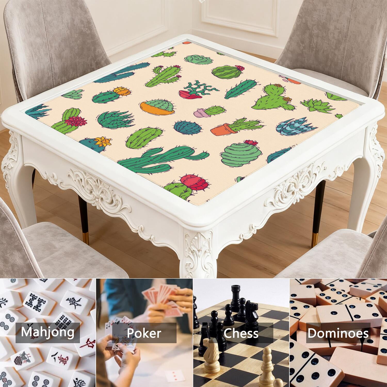 Plants Pattern Game Mat 31.5x31.5 Inches Constructed from High Quality Rubber with Anti-Slip Grip Backing and Noise Dampening Properties for Mahjong Cards Board Games