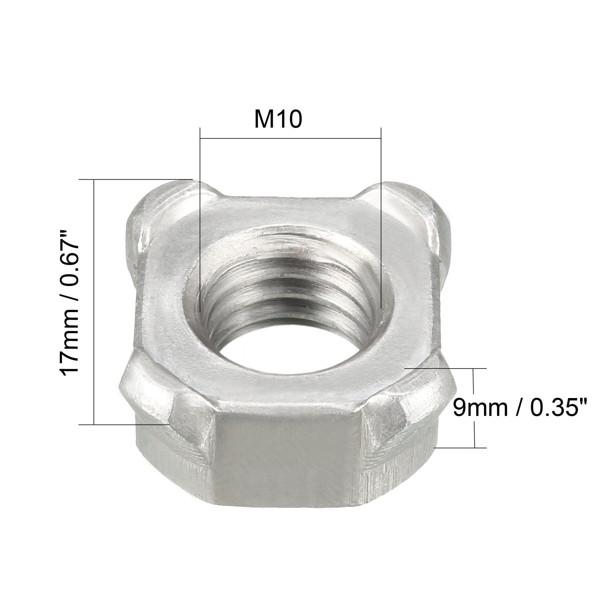 Buy M10 Square Nuts Carbon Steel Machine Screw Weld Nut, 20 Pcs Online