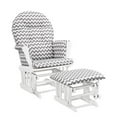 thumbnail image 2 of Angel Line Windsor Glider and Ottoman, White Finish with Gray Chevron Cushions, 2 of 3
