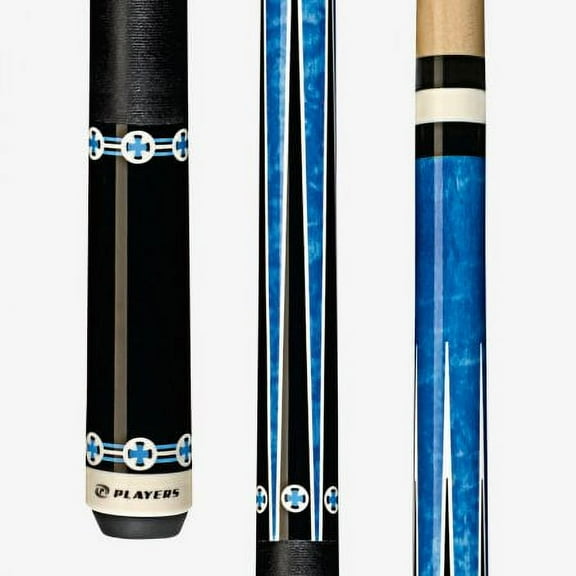 Players C-985 Billiards Pool Cue Stick (Blue/Black/White Graphic Overlays)