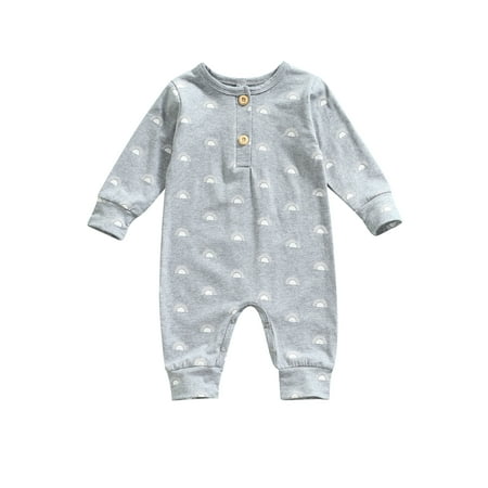 

Nokiwiqis Baby Romper Kids Sun Print Round Neck Long Sleeve Jumpsuit Playsuits