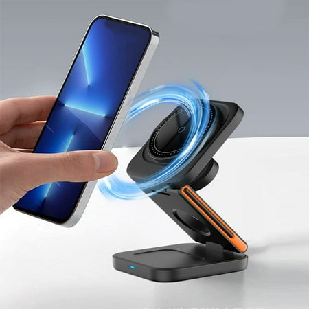 COFEST 3-in-1 15W Foldable Wireless Charger for Phones Watches and Earbuds with Advanced Protection and Fast Charging Compatibility for Android and iOS Black