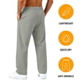 thumbnail image 4 of Dwelliawo Men's Lightweight Athletic Pants Quick Dry Water Resistant Hiking Workout Joggers with Pockets Gray 2xL, 4 of 5