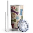 thumbnail image 2 of 20 Oz Paw Prints and Bones Coffee Tumbler Double Wall Insulated Stainless Steel Water Bottle | Metal Reusable Thermoses Flask with Cup Cap | Leak & Sweat Proof with Anti-Dust Lid, 2 of 7