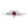 thumbnail image 5 of Solid 14K White Gold Garnet January Red Gemstone Birthstone Heart Engagement Ring Size 6, 5 of 6