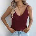 thumbnail image 5 of Felirenzacia Women's V Neck Crocheted Knitted Tank Top， Casual Boho Summer Sleeveless Top,Wine,S, 5 of 8