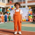 thumbnail image 2 of Ticikt Girls Boys Candy Colors Overalls Adjustable Strap Loose Fit Jumpsuits Casual Bib Overalls 4-16 Years,Color:Orange,Size:8-9 Years, 2 of 4