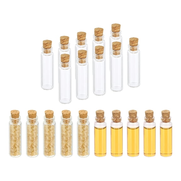 3ml Tiny Glass Bottles Vials, 20Pcs Mini Clear Bottles Glass Empty Jars with Cork Stoppers Tiny Vials Container for Powder Cream Art