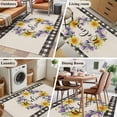 thumbnail image 6 of Welcome Washable Area Rugs 2.7'x5', Vintage Purple Yellow Floral Wreath Linen Texture Low Pile Throw Living Room Rug Non-Slip Sturdy Edge Binding Carpet for Indoor Entryway Bedside Kitchen, 6 of 9